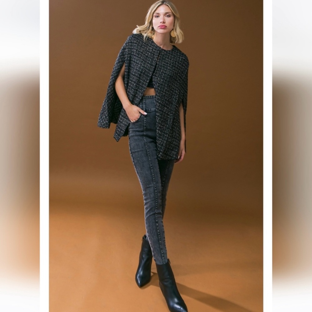 Angele Black Tweed Cape Copy